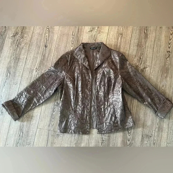 Vintage textured Samuel Dong jacket xl rope embroidered brown Cafe floral - Picture 3 of 5